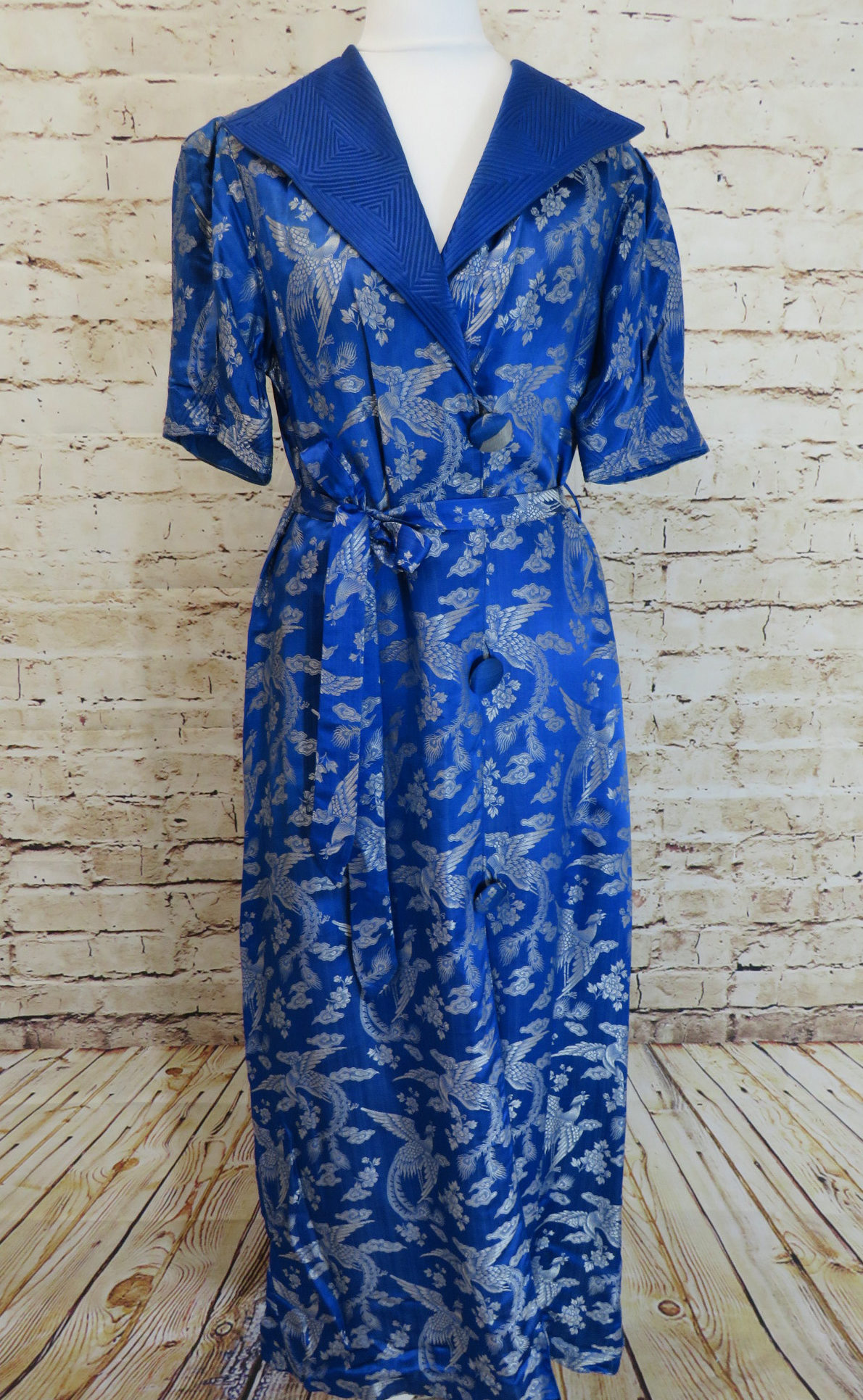 1930/40s Royal Blue Silk Oriental Housecoat | Timeslip Vintage